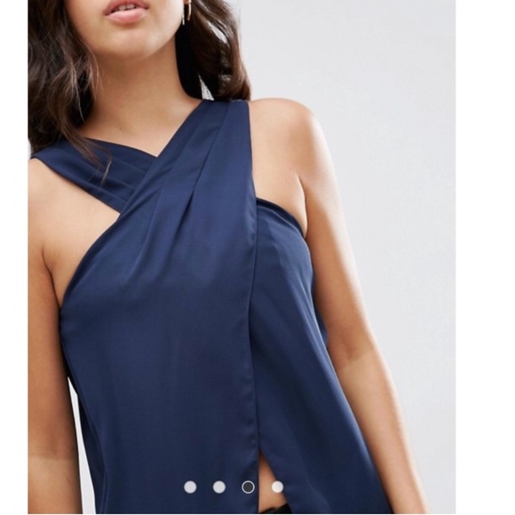 Blue Wrap Front Bandeau Top - Picture 6 of 6